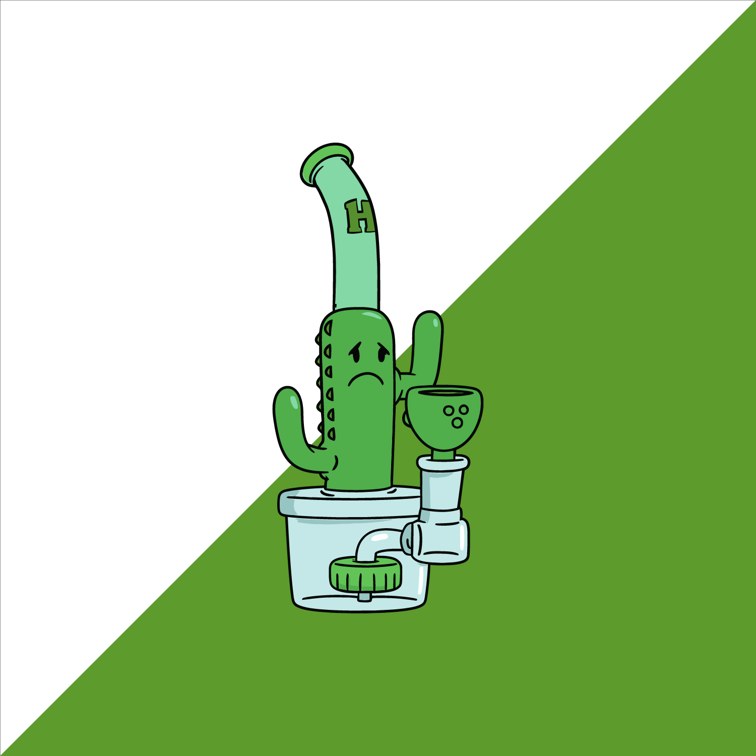 Sad Cactus Glass Bong