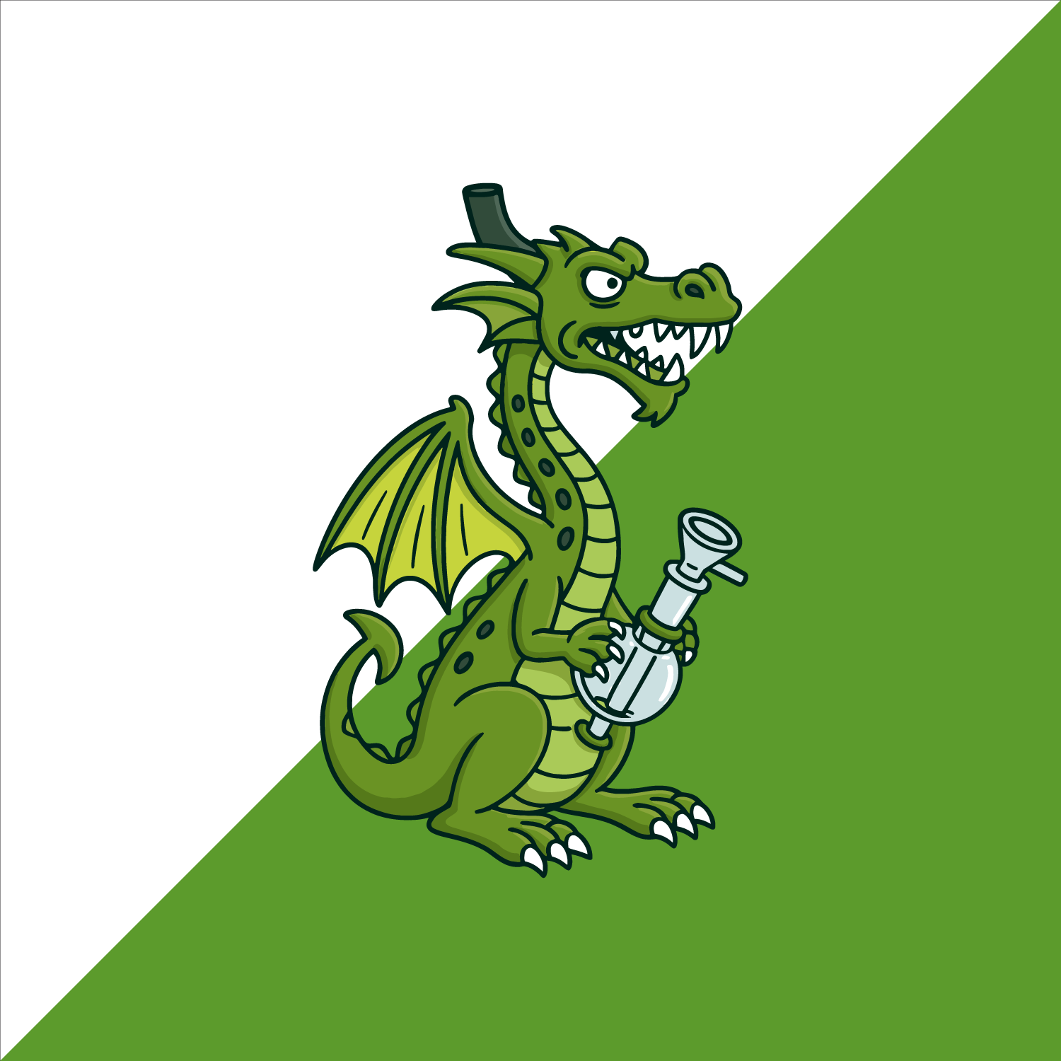 Green Sitting Dragon Bong
